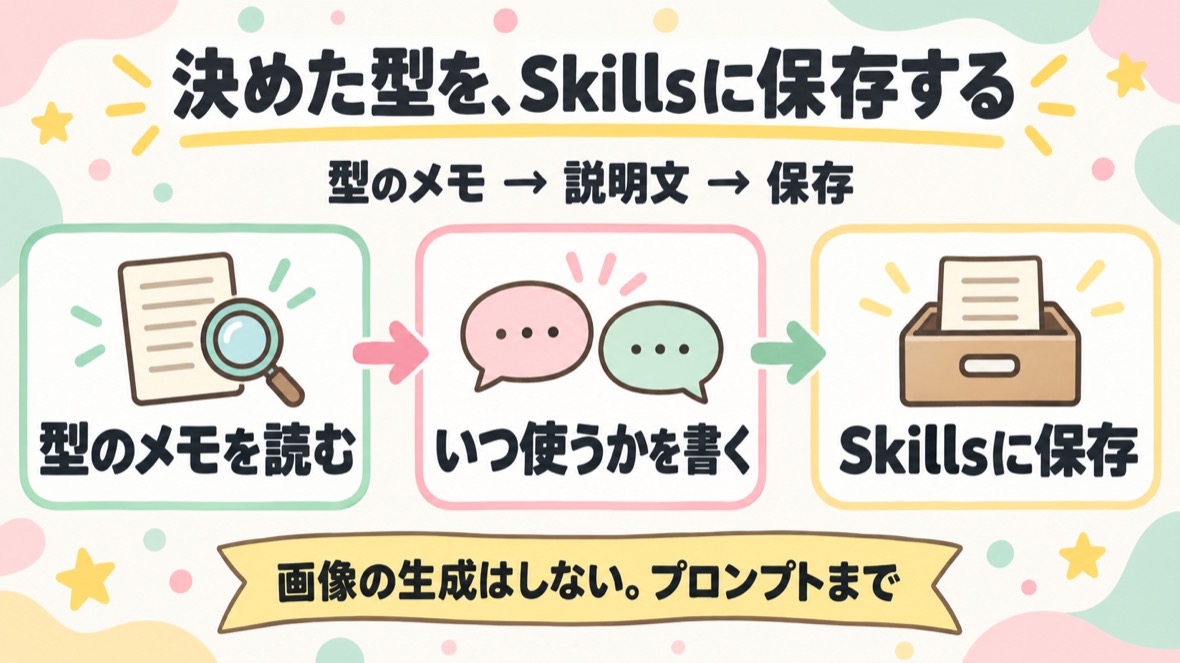 決めた型をSkillsとして保存する の流れ図解